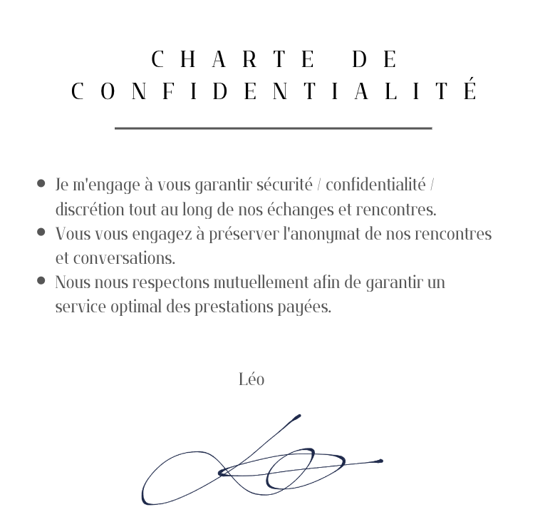 Charte de confidentialité dde monsieur Léo, Escort Boy à Paris